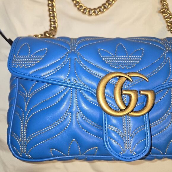 GUCCI ADIDAS X GUCCI GG MARMONT Small Shoulder Leather Bag New - Picture 5 of 13